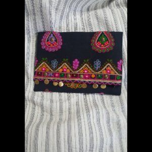 Expressions NYC Black Embroidered Handbag Hand Bag Purse